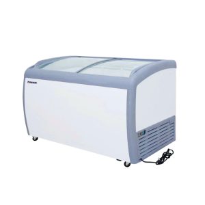 Polarman PLM-S360 49 5/8″ Mobile Ice Cream Display Freezer, Curved Sliding Lid with 4 Baskets, 9 cu. ft.