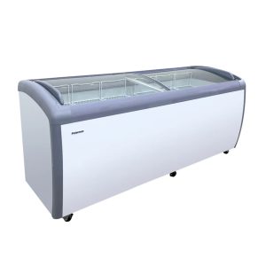 Polarman PLM-S560 70 7/8″ Mobile Ice Cream Display Freezer, Curved Sliding Lid with 6 Baskets, 20 cu. ft.