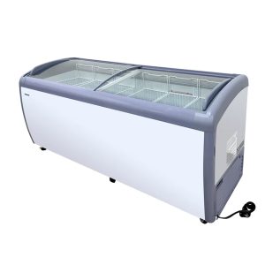 Polarman PLM-S560 70 7/8″ Mobile Ice Cream Display Freezer, Curved Sliding Lid with 6 Baskets, 20 cu. ft.