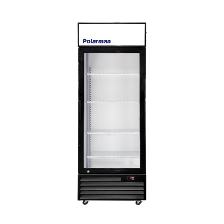 Polarman PLM-SGD28R 27 3/5″ Black Refrigerated Swing Glass Door Merchandiser with LED Lighting, 20.7 cu.ft（SS-P600WB）