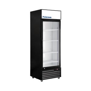 Polarman PLM-SGD28R 27 3/5″ Black Refrigerated Swing Glass Door Merchandiser with LED Lighting, 20.7 cu.ft（SS-P600WB）