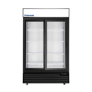 Polarman PLM-SGD44R-S 44 1/2″ Black Refrigerated Double Sliding Glass Door Merchandiser with LED Lighting, 31 cu.ft（SS-P1000WB-B）