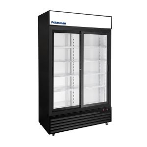 Polarman PLM-SGD44R-S 44 1/2″ Black Refrigerated Double Sliding Glass Door Merchandiser with LED Lighting, 31 cu.ft（SS-P1000WB-B）