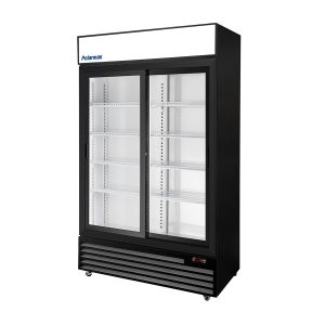 Polarman PLM-SGD44R-S 44 1/2″ Black Refrigerated Double Sliding Glass Door Merchandiser with LED Lighting, 31 cu.ft（SS-P1000WB-B）