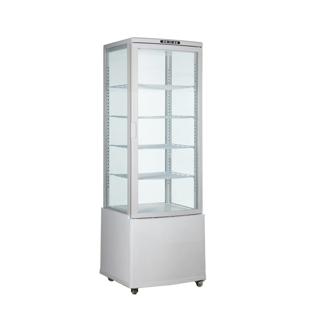 Polarman RT-215L-3 22″ 4-Sided White Glass Refrigerated Display Case