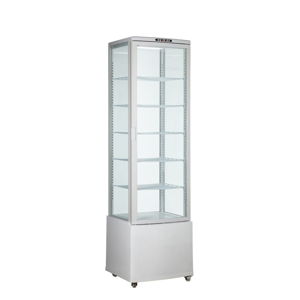Polarman RT-280L-3 22″ 4-Sided White Glass Refrigerated Display Case