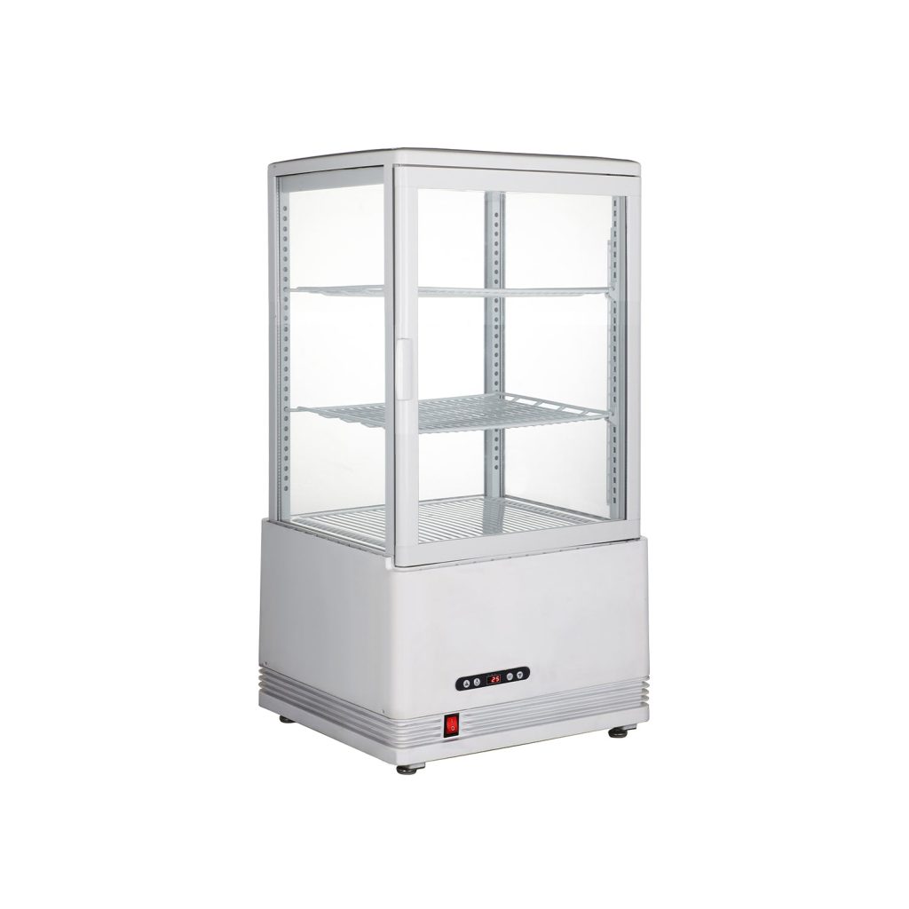 Polarman RT-58L-3 18″ Countertop 4-Sided White Glass Refrigerated Display Case