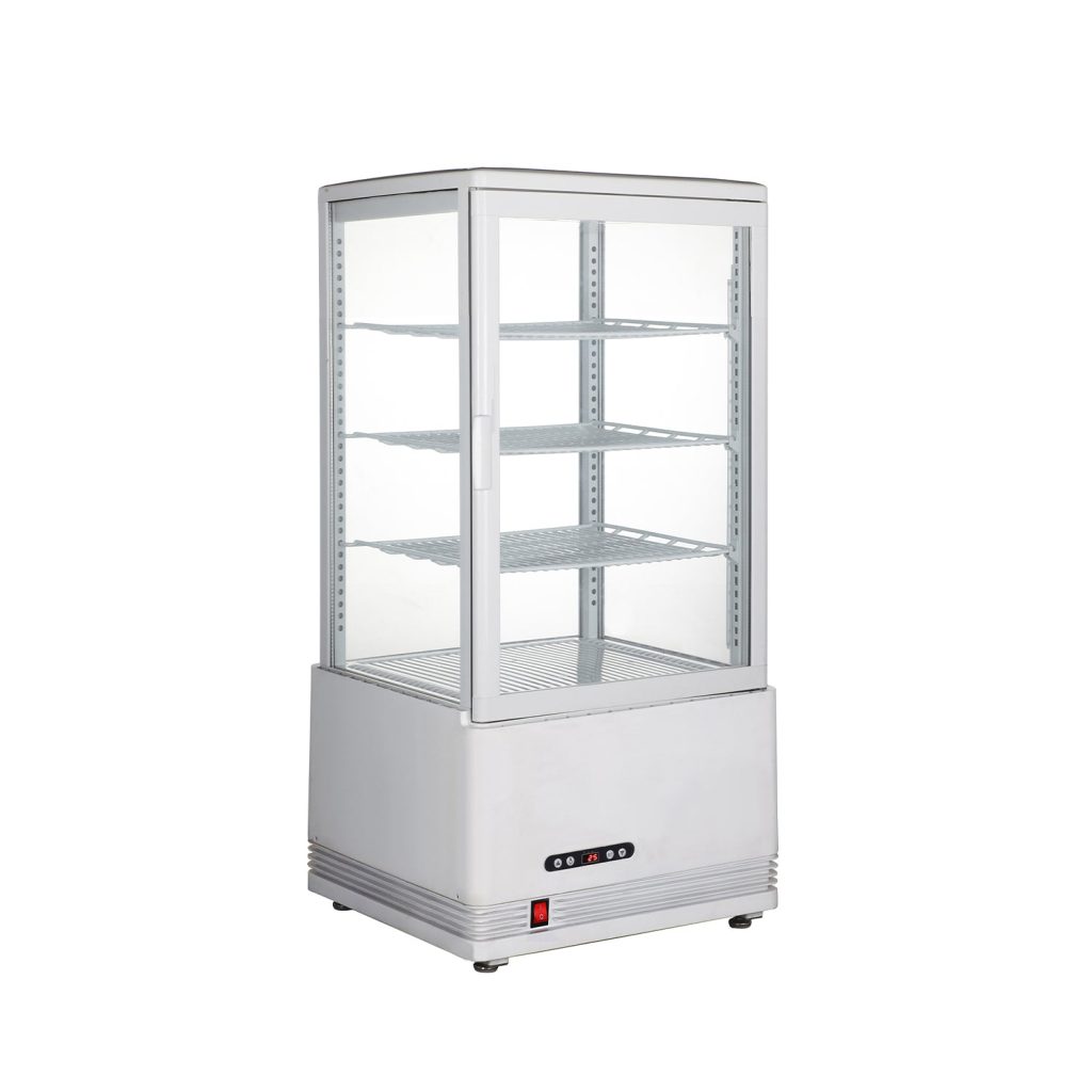 Polarman RT-68L-3 18″ Countertop 4-Sided White Glass Refrigerated Display Case