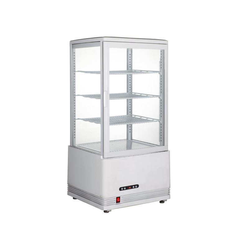 Polarman RT-68L-3 18" de Counter Top 4 Lados Blanco de Vidrio Refrigerado de Exposición