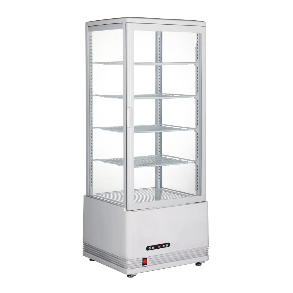 Polarman RT-98L-3 18″ Countertop 4-Sided White Glass Refrigerated Display Case