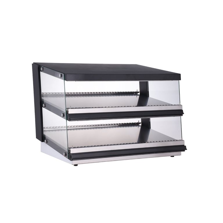 Polarman RTR-102D 38" Exhibidor de mercancía caliente de contador de 2 estantes con inclinación