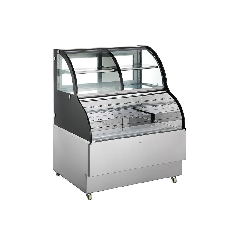 Polarman RTS-348L 35 2/5″ Curved Glass Refrigerated Air Curtain Merchandiser with LED Lighting and Night Curtain