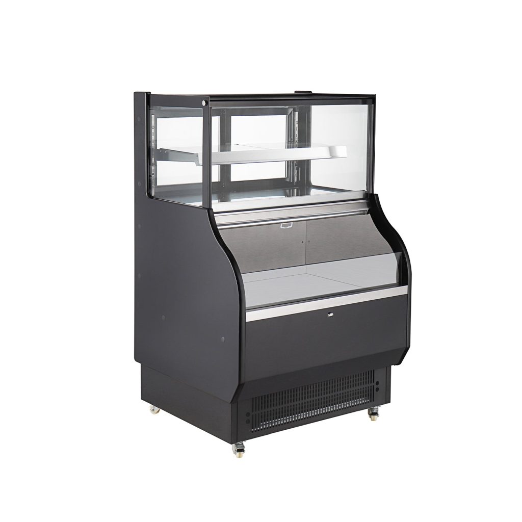 Polarman RTS-410L-2 39″ Square Glass Refrigerated Air Curtain Merchandiser with LED Lighting and Night Curtain