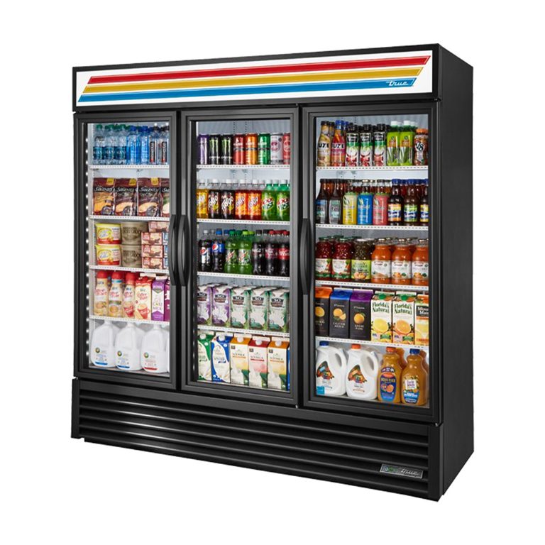 True GDM-72-HC~TSL01 78 1/8″ Black Refrigerated Glass Door Merchandiser with LED Lighting