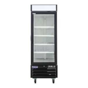 Polarman PLM-HGD23R 26 3/4″ Black Refrigerated Single Swing Glass Door Merchandiser with LED Lighting, 23 cu.ft