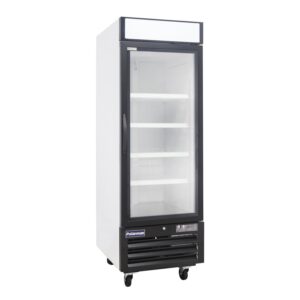 Polarman PLM-HGD23R 26 3/4″ Black Refrigerated Single Swing Glass Door Merchandiser with LED Lighting, 23 cu.ft