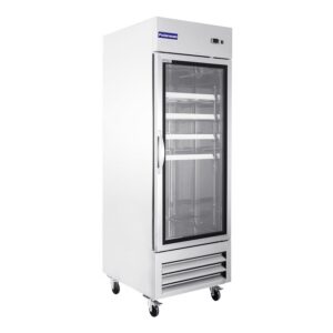 Polarman PLM-27RGS 26 3/4″ Reach-In Refrigerator with Single Glass Door with LED Lighting, Bottom Mount, Stainless Steel, 23 cu. ft.