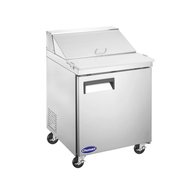 Chumart CMT-S29 27 1/2″ Stainless Steel Sandwich Prep Table with One Solid Full Door