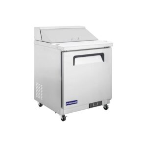 Polarman PLM-S29S 28 15/16″ Stainless Steel Sandwich Prep Table with One Solid Full Door, (8) 1/6 Size Pans
