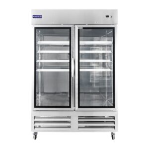 Polarman PLM-54RGS 53 15/16″ Reach-In Refrigerator with Double Glass Doors with LED Lighting, Bottom Mount, Stainless Steel, 49 cu. ft.