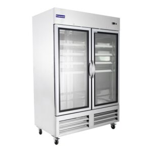 Polarman PLM-54RGS 53 15/16″ Reach-In Refrigerator with Double Glass Doors with LED Lighting, Bottom Mount, Stainless Steel, 49 cu. ft.