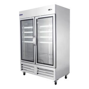 Polarman PLM-54RGS 53 15/16″ Reach-In Refrigerator with Double Glass Doors with LED Lighting, Bottom Mount, Stainless Steel, 49 cu. ft.