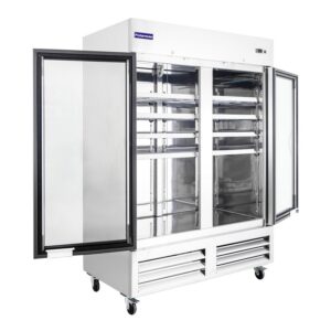 Polarman PLM-54RGS 53 15/16″ Reach-In Refrigerator with Double Glass Doors with LED Lighting, Bottom Mount, Stainless Steel, 49 cu. ft.