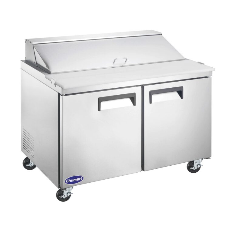 Chumart CMT-S60 60 1/4″ Stainless Steel Sandwich Prep Table with Two Solid Full Doors