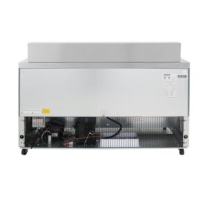 Polarman PLM-S60KS 61 1/4″ Stainless Steel Mega Top Sandwich Prep Table with Two Solid Full Doors, (24) 1/6 Size Pans