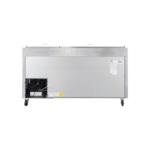 Polarman PLM-P67S 70 3/4″ Refrigerated Pizza Prep Table with Two Solid Full Doors, (9) 1/3 Size Pans