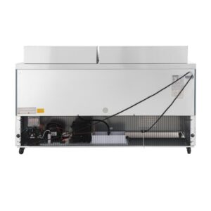 Polarman PLM-S72KS 71 3/4″ Stainless Steel Mega Top Sandwich Prep Table with Three Solid Full Doors, (27) 1/6 Size Pans