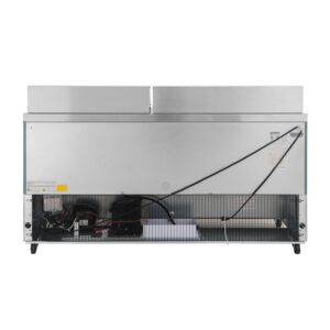 Polarman PLM-S72S 71 3/4″ Stainless Steel Sandwich Prep Table with Three Solid Full Doors, (18) 1/6 Size Pans