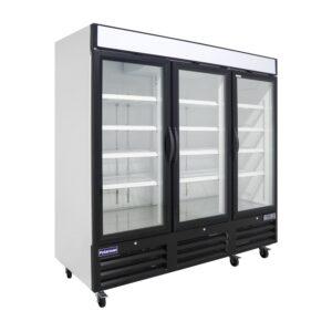 Polarman PLM-HGD72R 81″ Black Refrigerated Triple Swing Glass Door Merchandiser with LED Lighting, 72 cu.ft