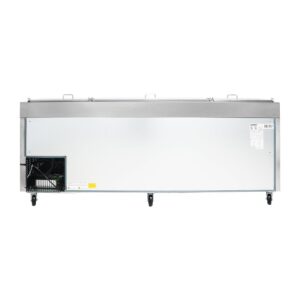 Polarman PLM-P93S 94 3/16″ Refrigerated Pizza Prep Table with Three Solid Full Doors, (12) 1/3 Size Pans