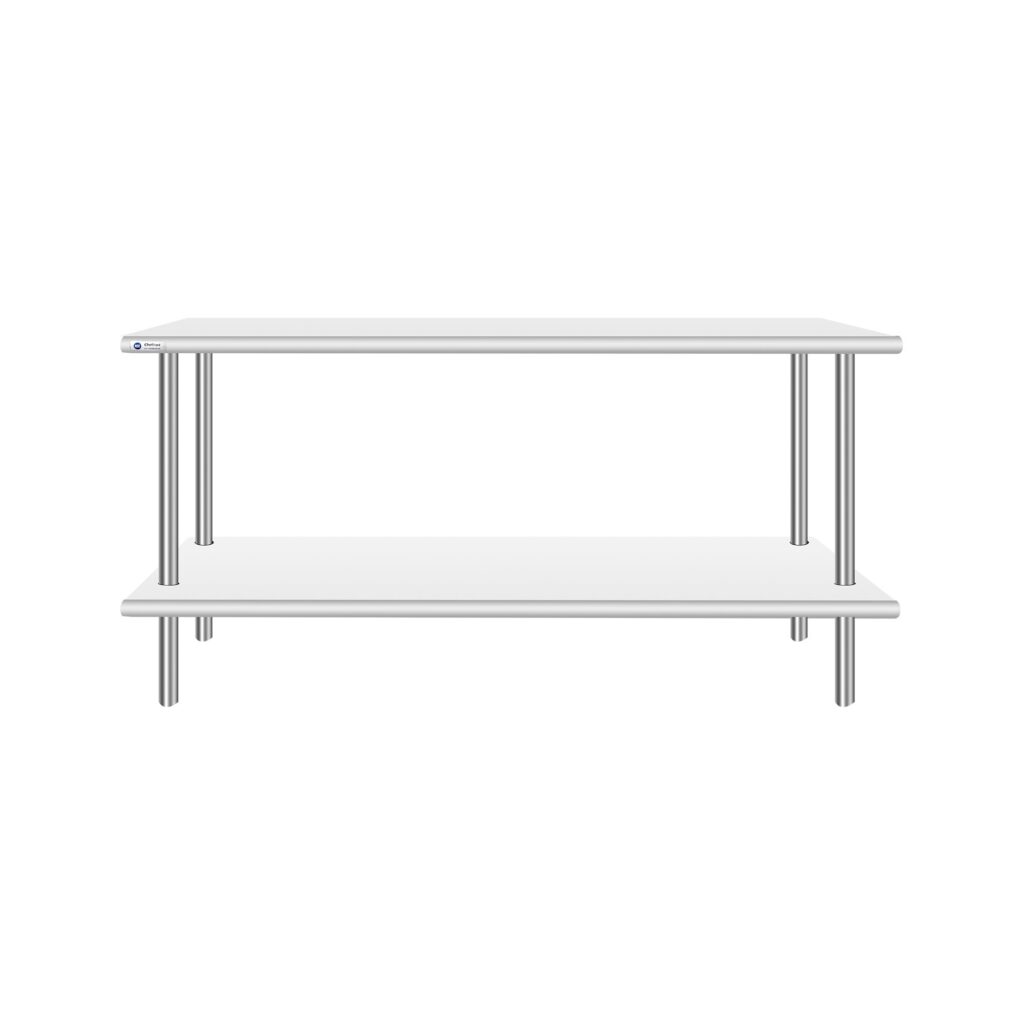 ChefAsst 12″ x 60″ CA-OS1260-418 18-Gauge 430 Stainless Steel Double Deck Overshelf