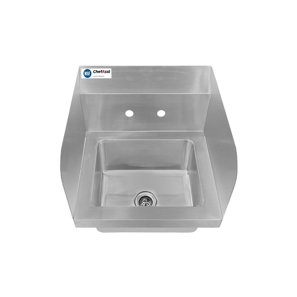 ChefAsst 15″ x 15 3/4″ CA-HS-15-SP-318-WB Wall Mounted Hand Sink with Side Splash