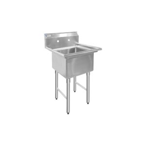 ChefAsst 24″ CA-S1C181812-316 16-Gauge Stainless Steel One Compartment Commercial Sink with Stainless Steel Legs, Cross Bracing, and without Drainboards – 18″ x 18″ x 12″ Bowl