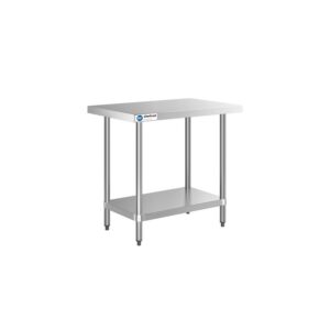 ChefAsst 24″ x 36″ CA-WTSS-2436-316 16-Gauge 304 Stainless Steel Commercial Work Table with 304 Stainless Steel Legs and Undershelf