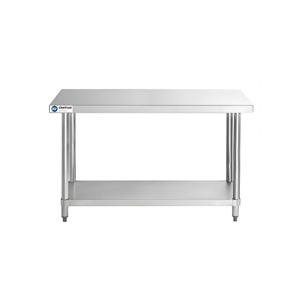 ChefAsst 24″ x 48″ CA-WTSS-2448-316 16-Gauge 304 Stainless Steel Commercial Work Table with 304 Stainless Steel Legs and Undershelf