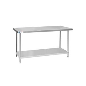 ChefAsst 24″ x 60″ CA-WTS-2460-316 16-Gauge 304 Stainless Steel Commercial Work Table with 201 Stainless Steel Legs and Undershelf