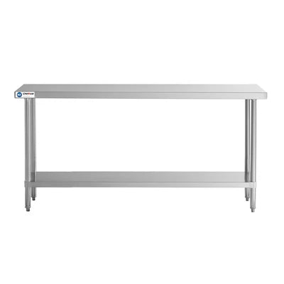ChefAsst 24″ x 72″ CA-WTS-2472-418 18-Gauge 430 Stainless Steel Commercial Work Table with Galvanized Legs and Undershelf