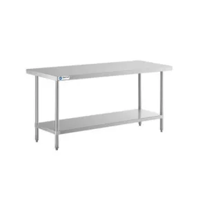 ChefAsst 24″ x 72″ CA-WTS-2472-418 18-Gauge 430 Stainless Steel Commercial Work Table with Galvanized Legs and Undershelf