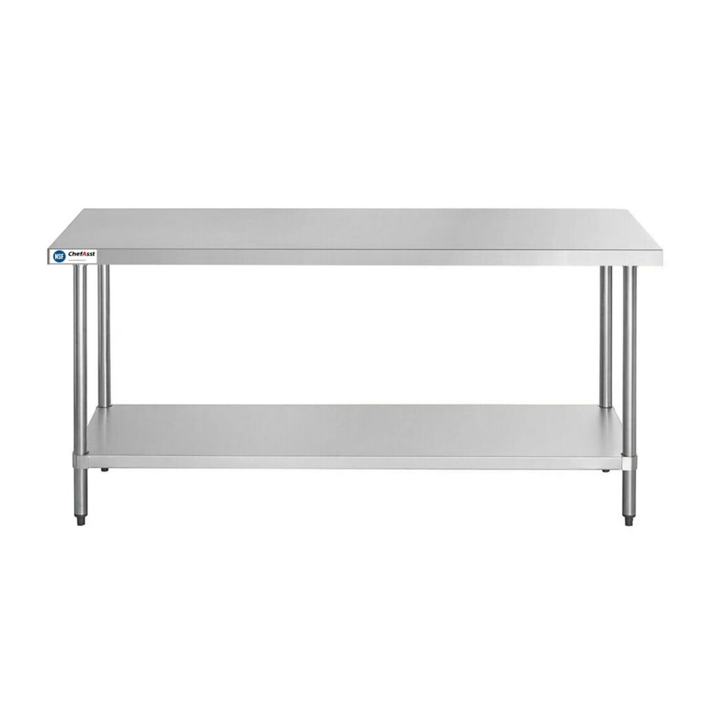 ChefAsst 30″ x 72″ CA-WTS-3072-316 16-Gauge 304 Stainless Steel Commercial Work Table with 201 Stainless Steel Legs and Undershelf