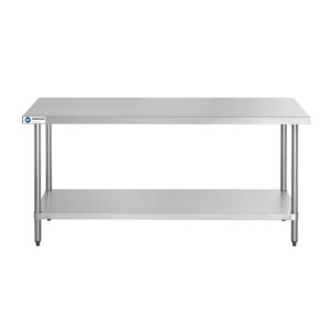 ChefAsst 30″ x 72″ CA-WTS-3072-316 16-Gauge 304 Stainless Steel Commercial Work Table with 201 Stainless Steel Legs and Undershelf