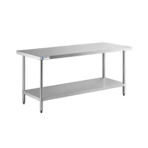 ChefAsst 30″ x 72″ CA-WTSS-3072-418 18-Gauge 430 Stainless Steel Commercial Work Table with 430 Stainless Steel Legs and Undershelf