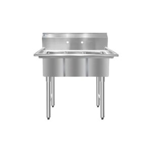 ChefAsst 36″ CA-S3C101410-316 16-Gauge Stainless Steel Three Compartment Commercial Sink with Stainless Steel Legs, and without Drainboards – 10″ x 14″ x 10″ Bowls