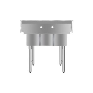 ChefAsst 36″ CA-S3C101410-316 16-Gauge Stainless Steel Three Compartment Commercial Sink with Stainless Steel Legs, and without Drainboards – 10″ x 14″ x 10″ Bowls