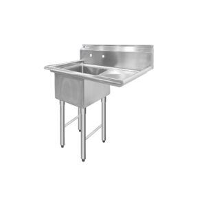 ChefAsst 40″ CA-S1C181812-18R-316 16-Gauge Stainless Steel Single Compartment Commercial Sink with Stainless Steel Legs, and Right 18″ Drainboard – 18″ x 18″ x 12″ Bowl