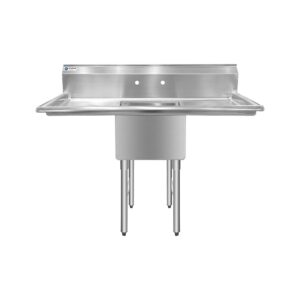 ChefAsst 55″ CA-S1C181812-18LR-316 16-Gauge Stainless Steel Single Compartment Commercial Sink with Stainless Steel Legs and Two 18″ Drainboards – 18″ x 18″ x 12″ Bowl