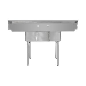 ChefAsst 72″ CA-S2C181812-18LR-316 16-Gauge 304 Stainless Steel Two Compartment Commercial Sink with 430 Stainless Steel Legs, Cross Bracing, and Two 18″ Drainboards – 18″ x 18″ x 12″ Bowl
